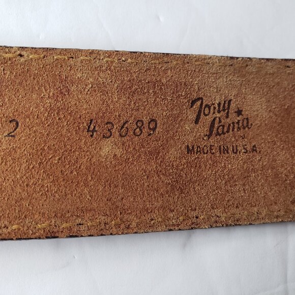 Tony Lama Western Rodeo Tooled Leather Belt Silver Turquoise Buckle main image 10